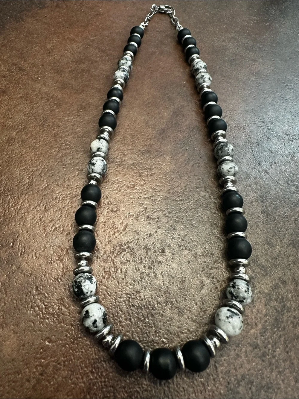 Black & White Beaded Necklace - Elegant Unisex Jewelry